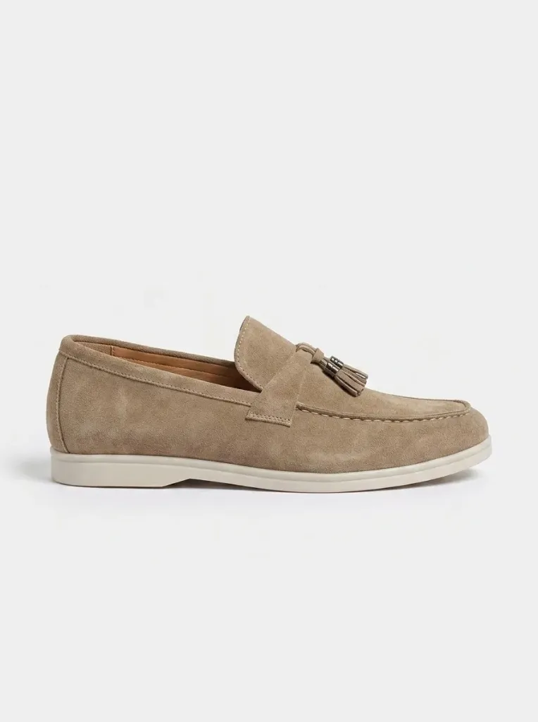 Suede Loafer Confort – Mocassin table en Daim (Beige, 39)