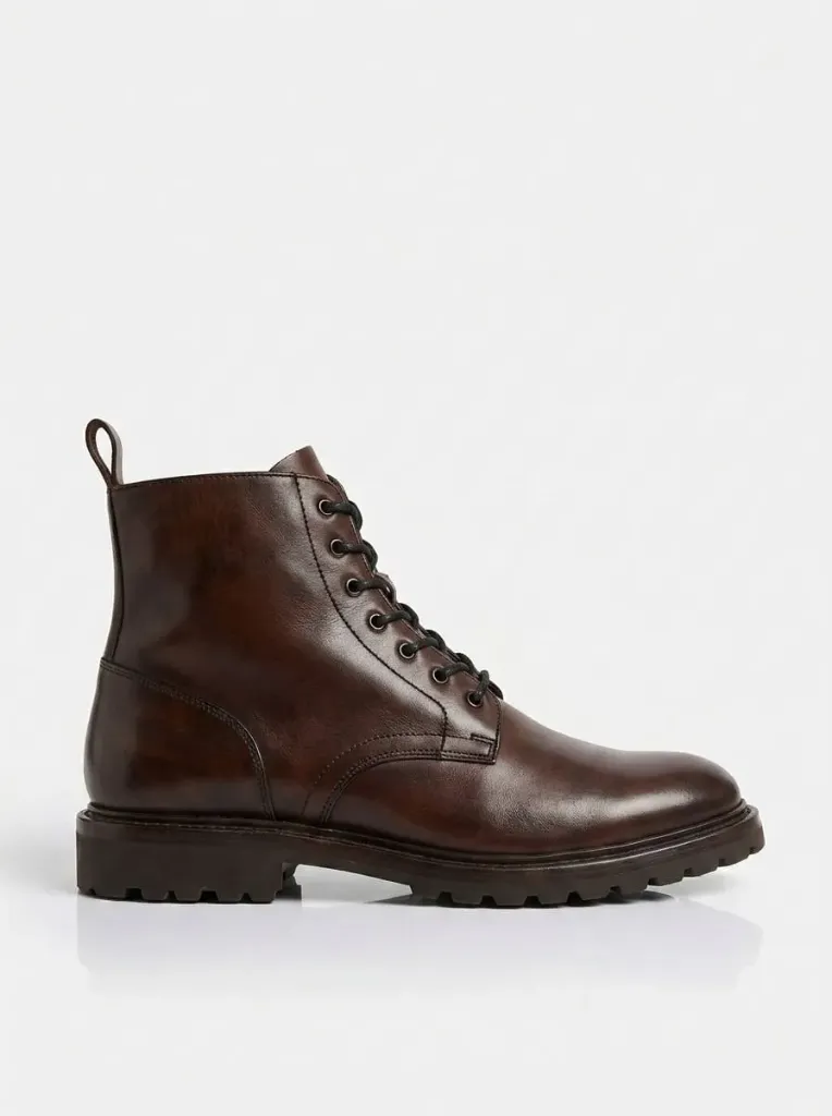 Lace Up Style – Boots en Cuir (Marron, 39)