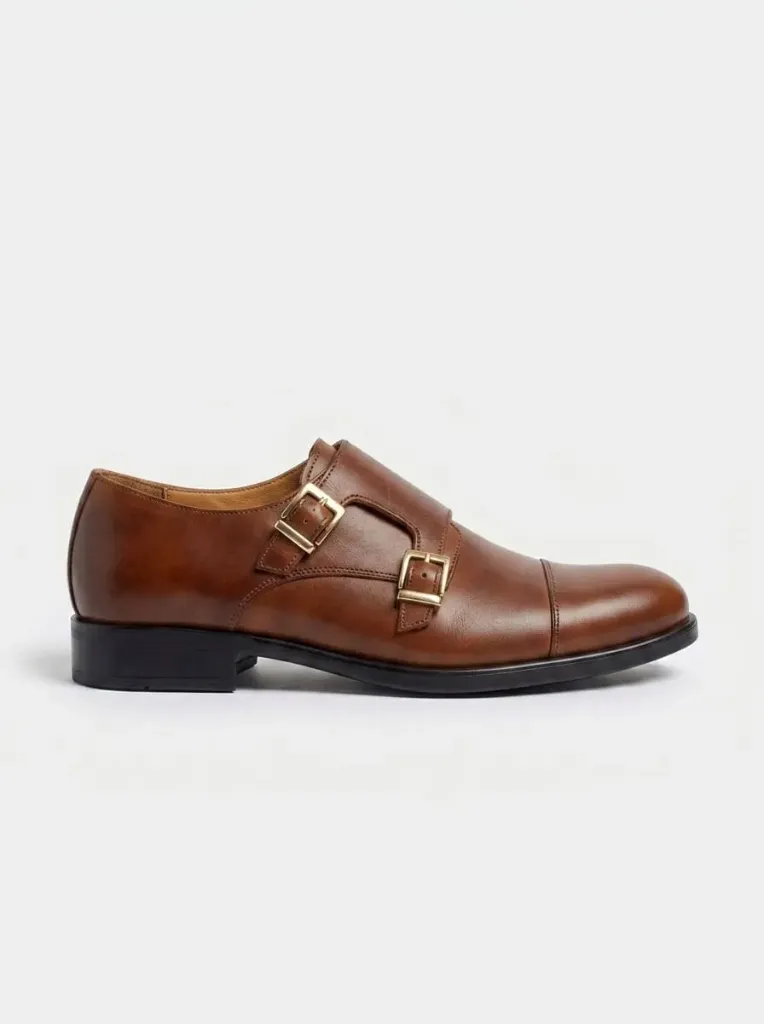 Double Monk Strap – Classique en Cuir (Tabac, 40)