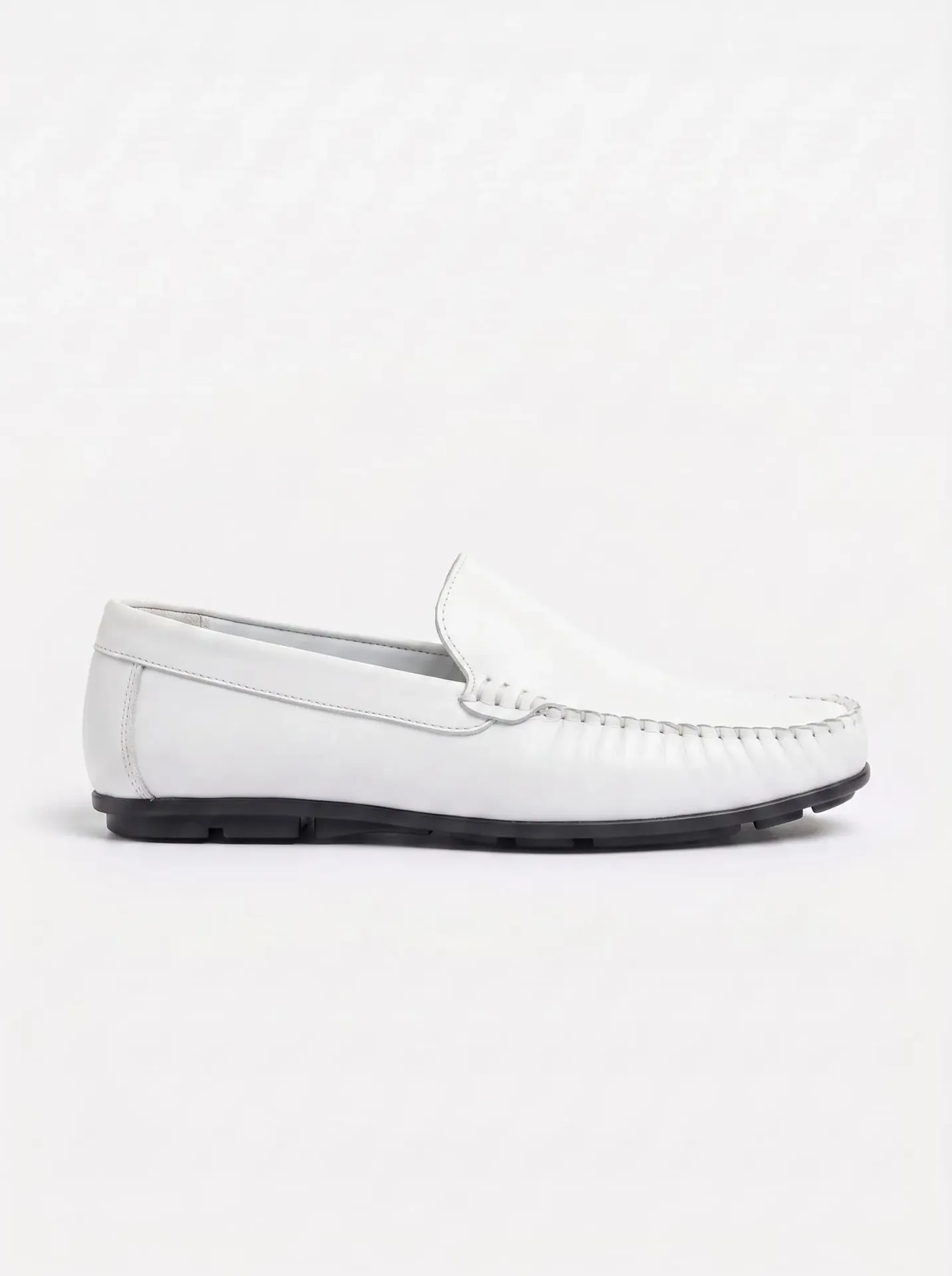 Sostias Confortable – Mocassin en Cuir (Blanc, 39)